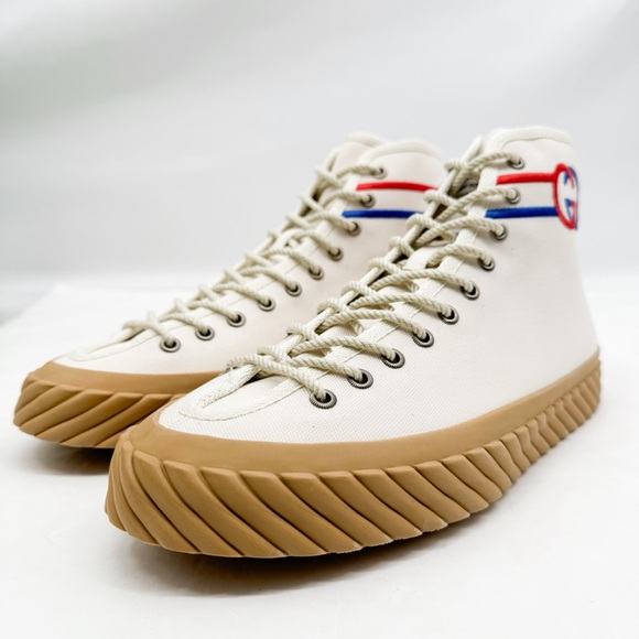 Gucci Interlocking G Logo Canvas High Top Sneakers - Picture 3 of 16